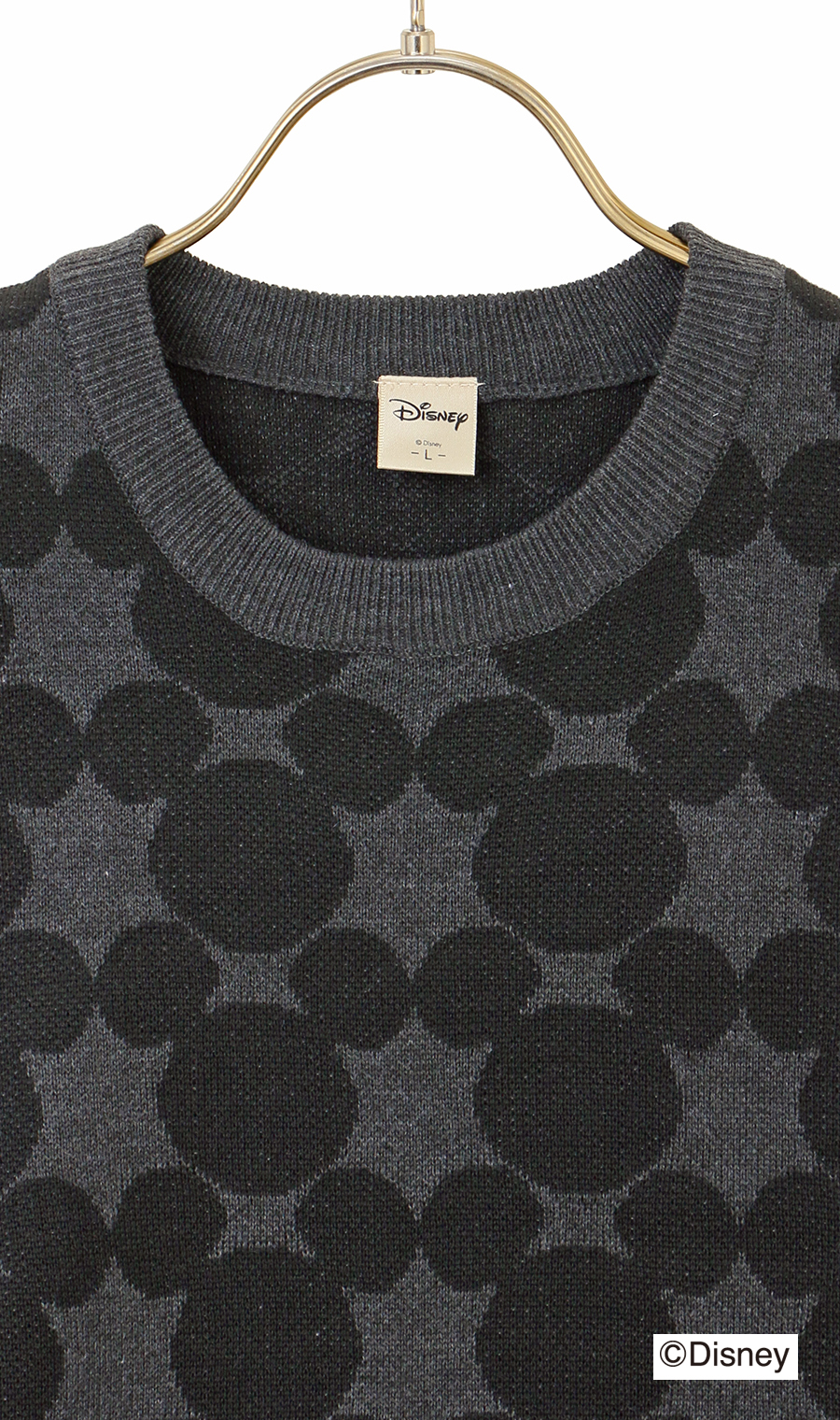 【男女兼用】ダブルジャガードセーター【DISNEY】 チャコール L