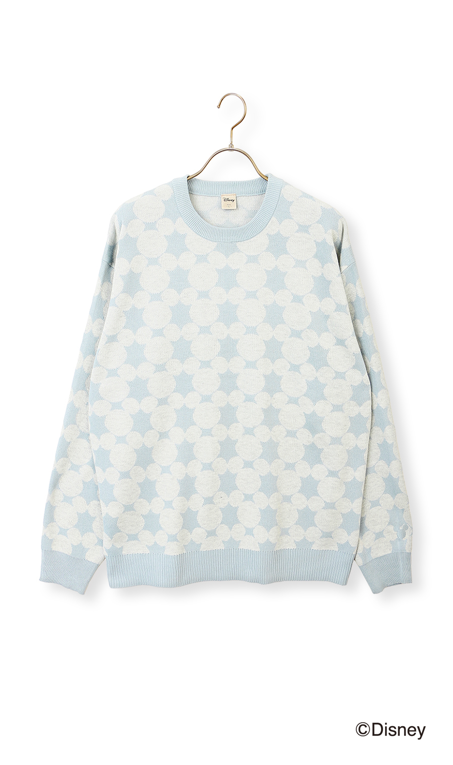 【男女兼用】ダブルジャガードセーター【DISNEY】 サックス M