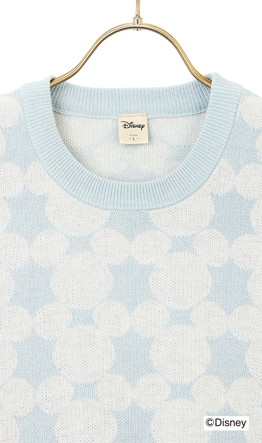 【男女兼用】ダブルジャガードセーター【DISNEY】 サックス M