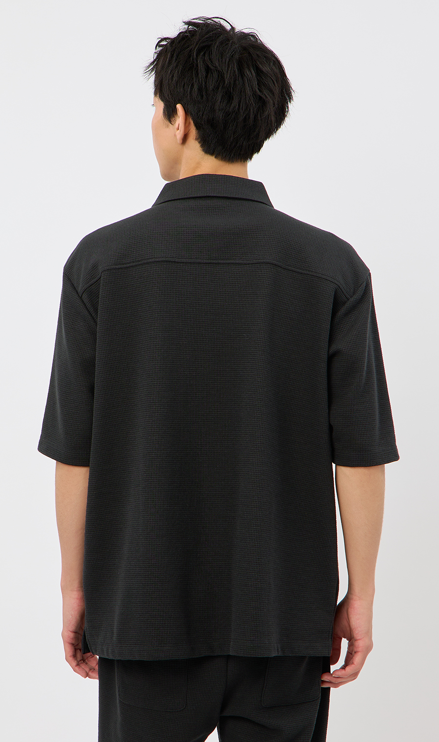 DAYDREAM 24SS 開襟シャツ ショーツセット Black 男女兼用】らくリッチワッフル開襟シャツ【セットアップ着用可