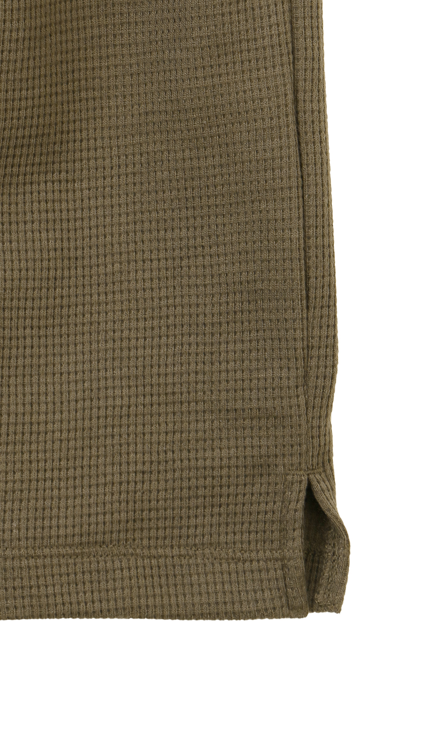 【男女兼用】らくリッチワッフル開襟シャツ【セットアップ着用可】 カーキ S