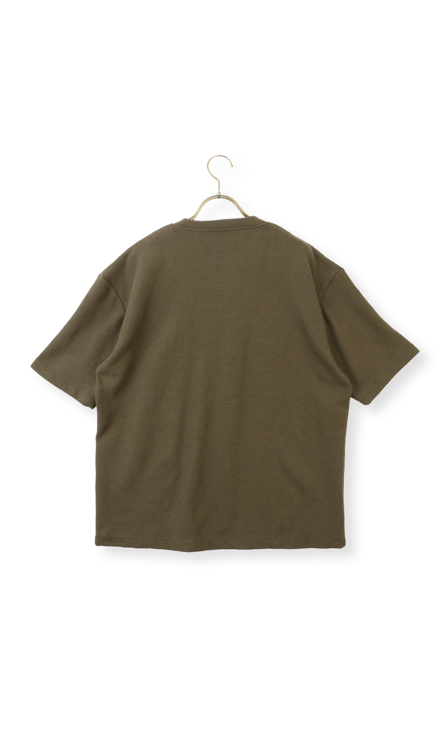 【男女兼用】らくリッチワッフルヘンリーTシャツ【セットアップ着用可】 カーキ S