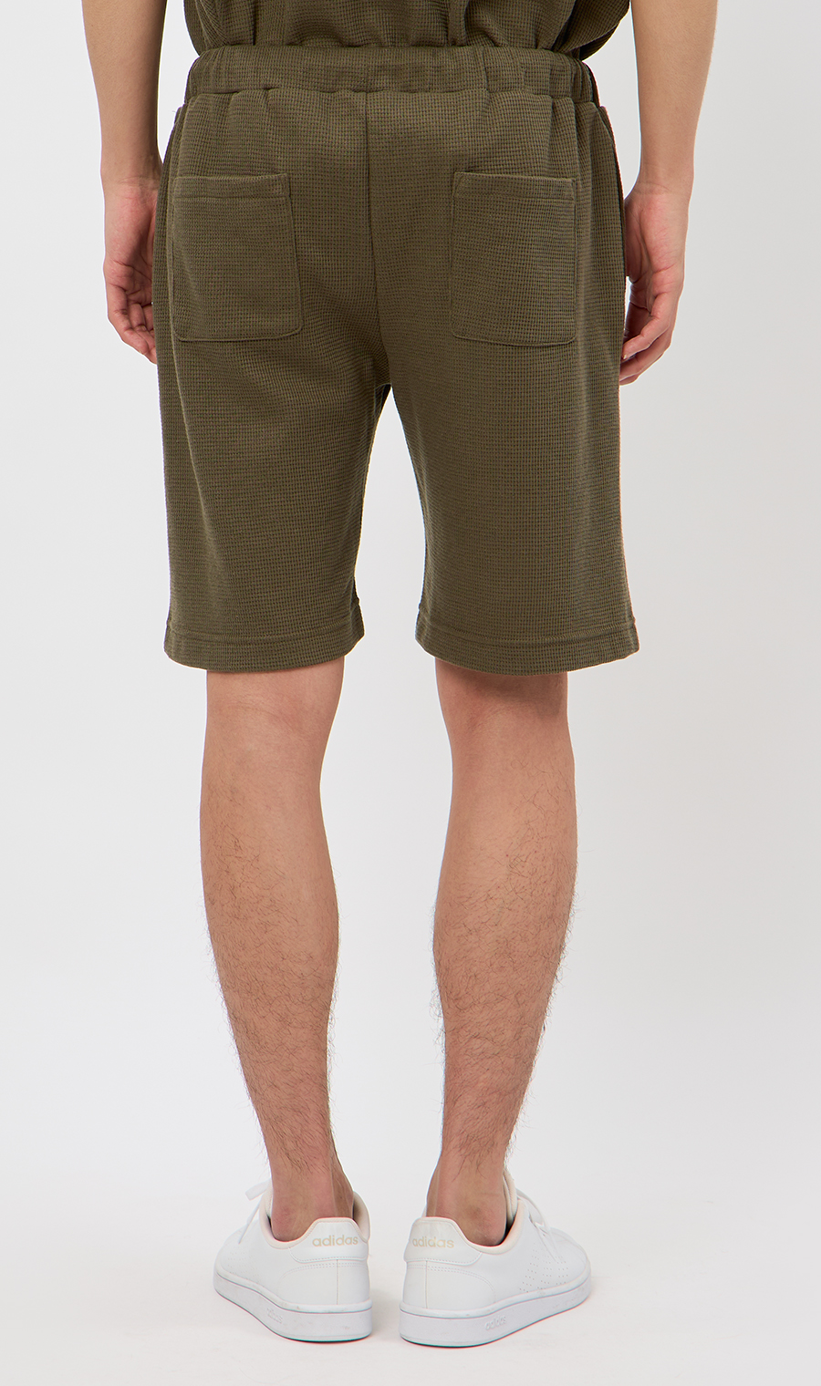 【男女兼用】らくリッチワッフルショートパンツ【セットアップ着用可】 カーキ S