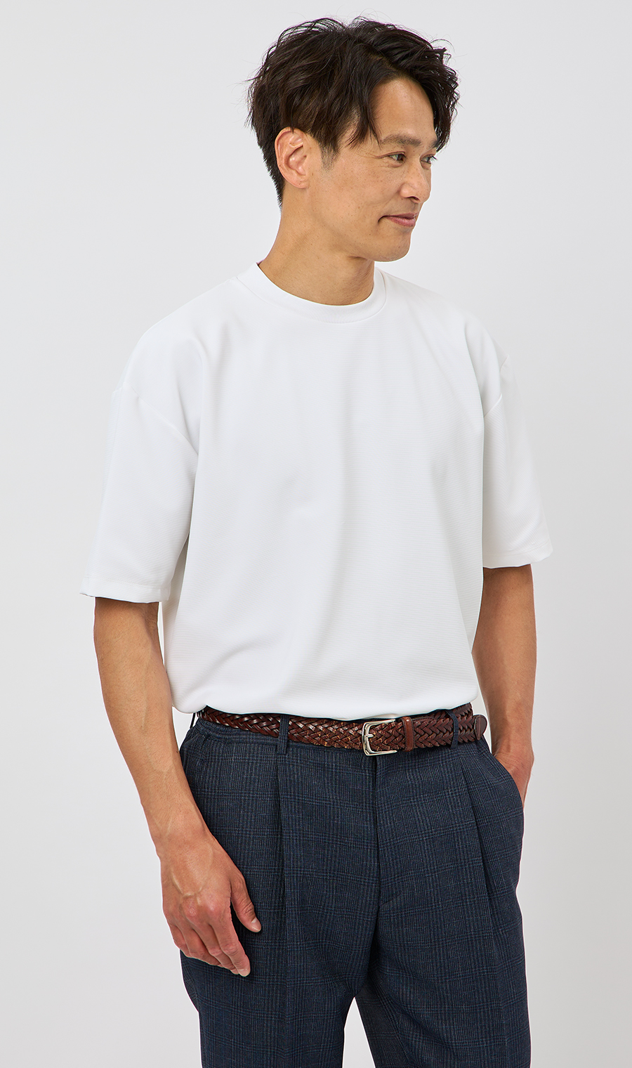 【男女兼用】らくリッチガーターTシャツ ホワイト S