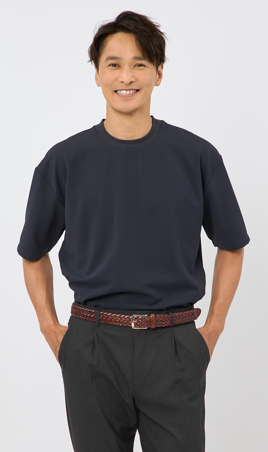 【男女兼用】らくリッチガーターTシャツ ネイビー S