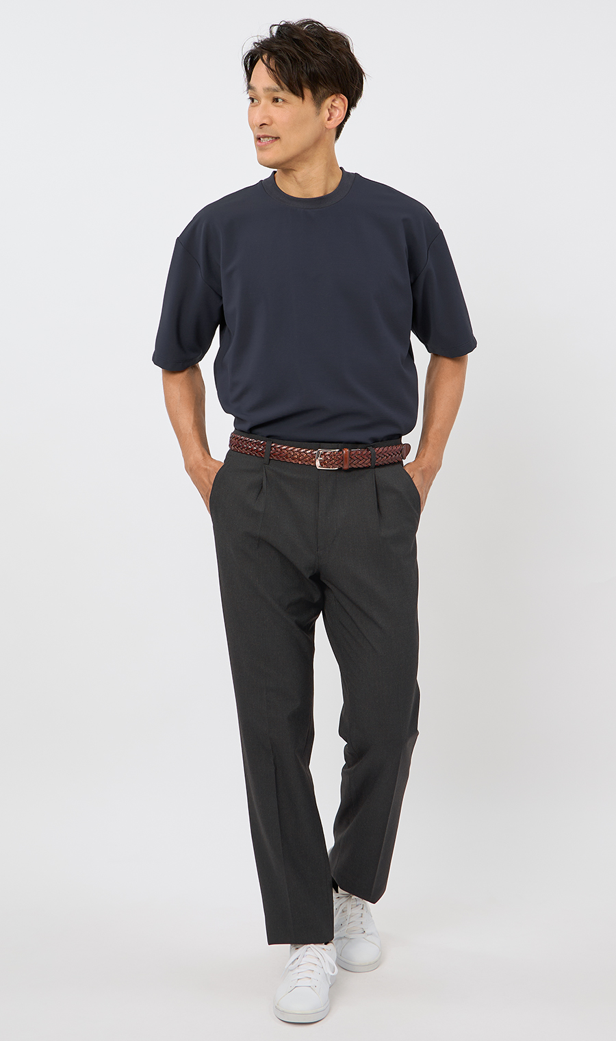 【男女兼用】らくリッチガーターTシャツ ネイビー S