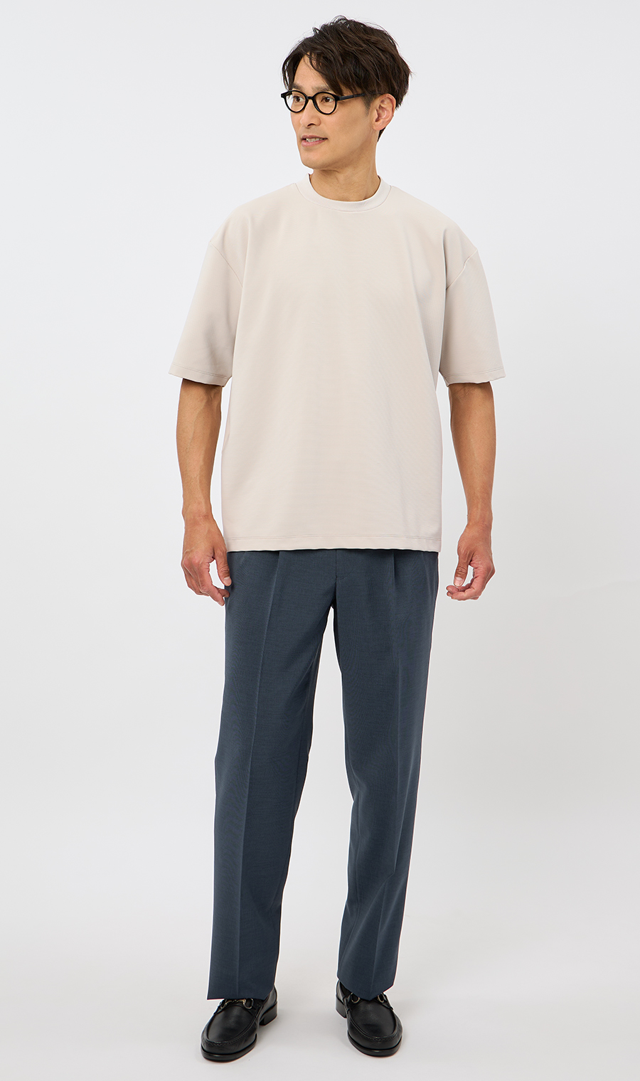 【男女兼用】らくリッチガーターTシャツ ライトグレー S