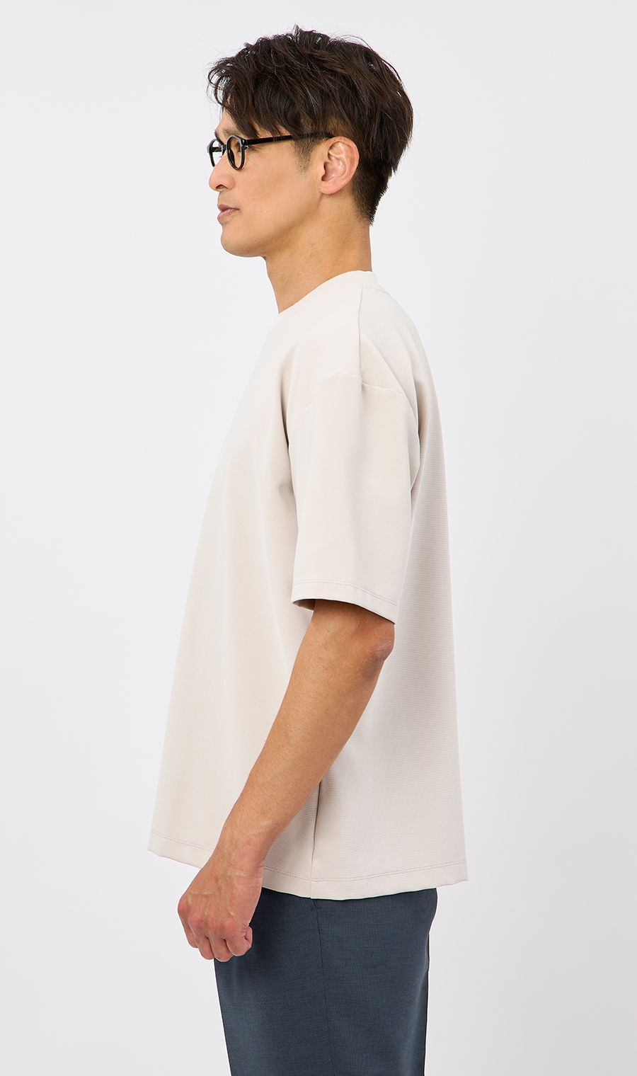 【男女兼用】らくリッチガーターTシャツ ライトグレー S