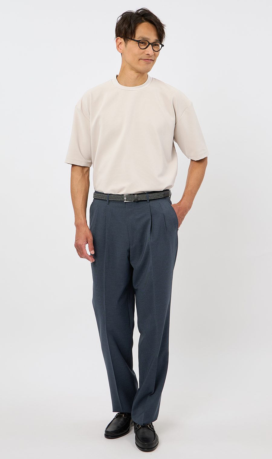 【男女兼用】らくリッチガーターTシャツ ライトグレー S