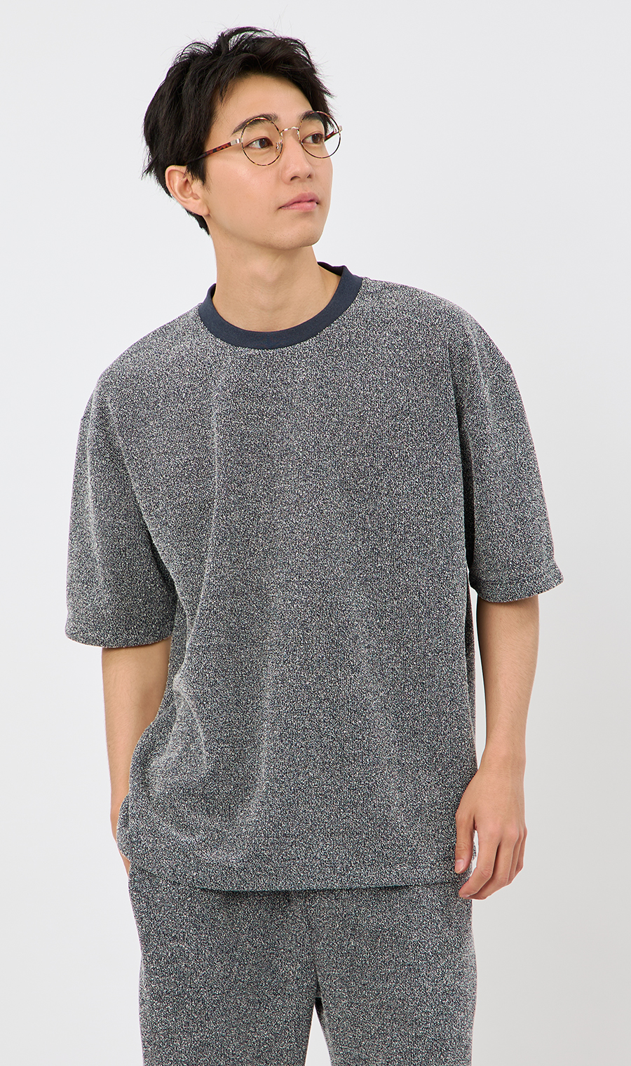 【男女兼用】らくリッチブークレーTシャツ【セットアップ着用可】 ネイビー S