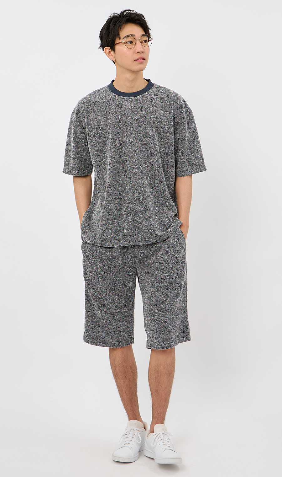 【男女兼用】らくリッチブークレーTシャツ【セットアップ着用可】 ネイビー S