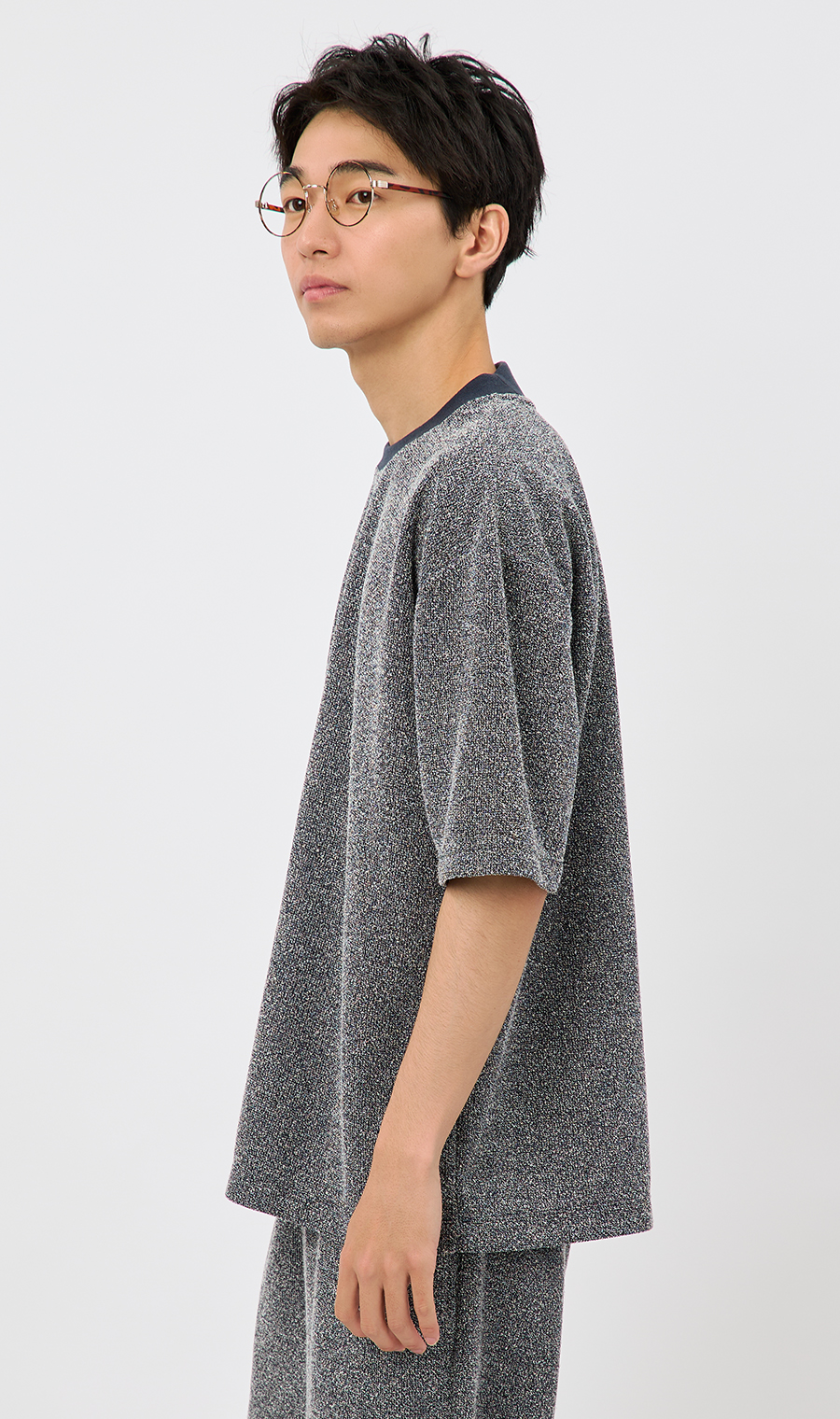 【男女兼用】らくリッチブークレーTシャツ【セットアップ着用可】 ネイビー S