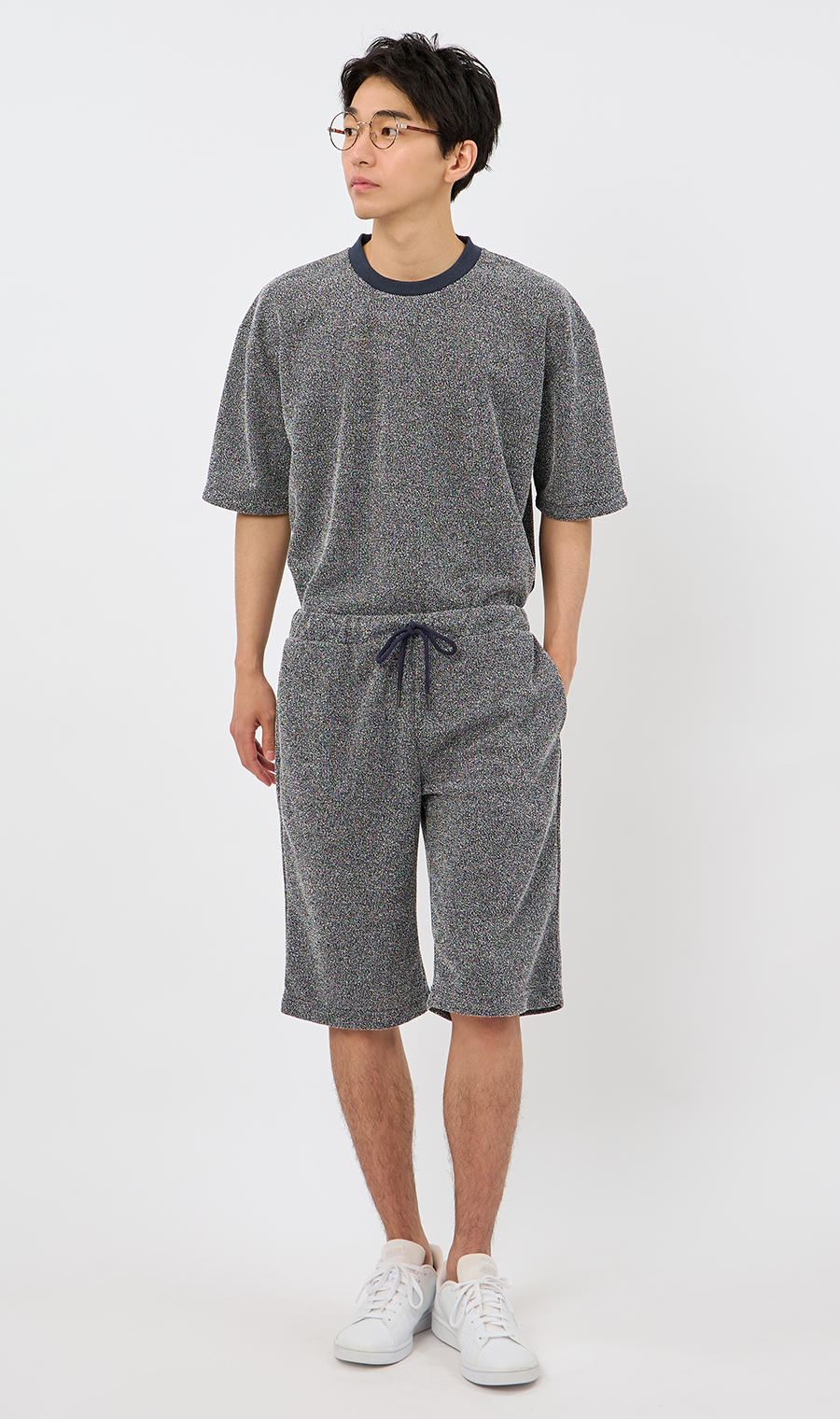 【男女兼用】らくリッチブークレーTシャツ【セットアップ着用可】 ネイビー S