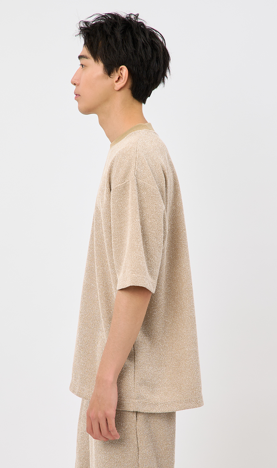 【男女兼用】らくリッチブークレーTシャツ【セットアップ着用可】 ベージュ S