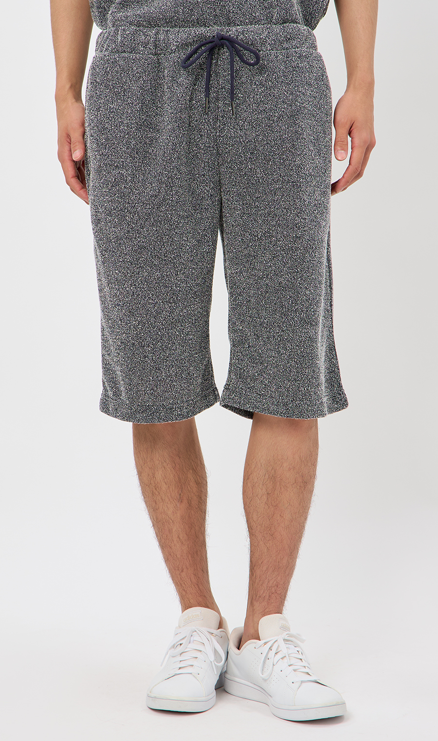 【男女兼用】らくリッチブークレーショートパンツ【セットアップ着用可】 ネイビー S