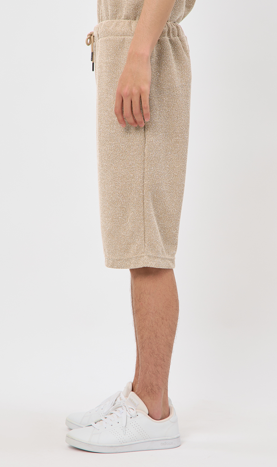 【男女兼用】らくリッチブークレーショートパンツ【セットアップ着用可】 ベージュ S