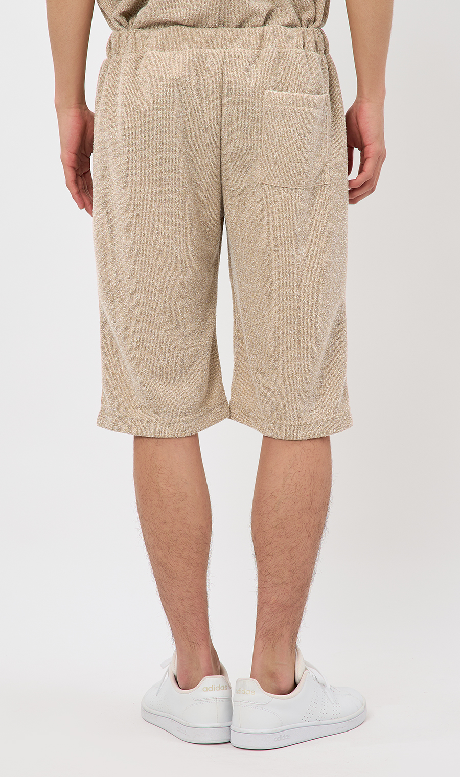 【男女兼用】らくリッチブークレーショートパンツ【セットアップ着用可】 ベージュ S