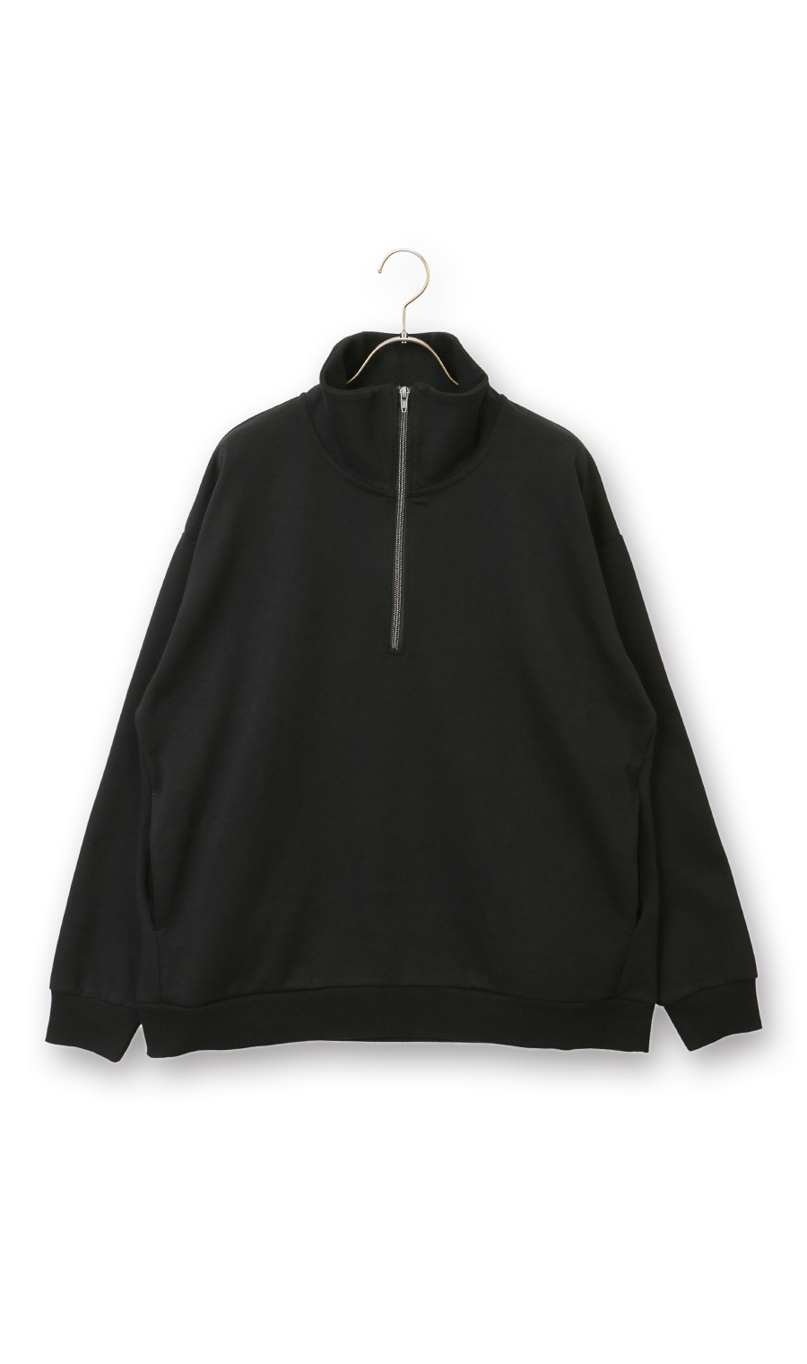 【男女兼用】らくリッチスウェットハーフジップ【セットアップ着用可】 ブラック S