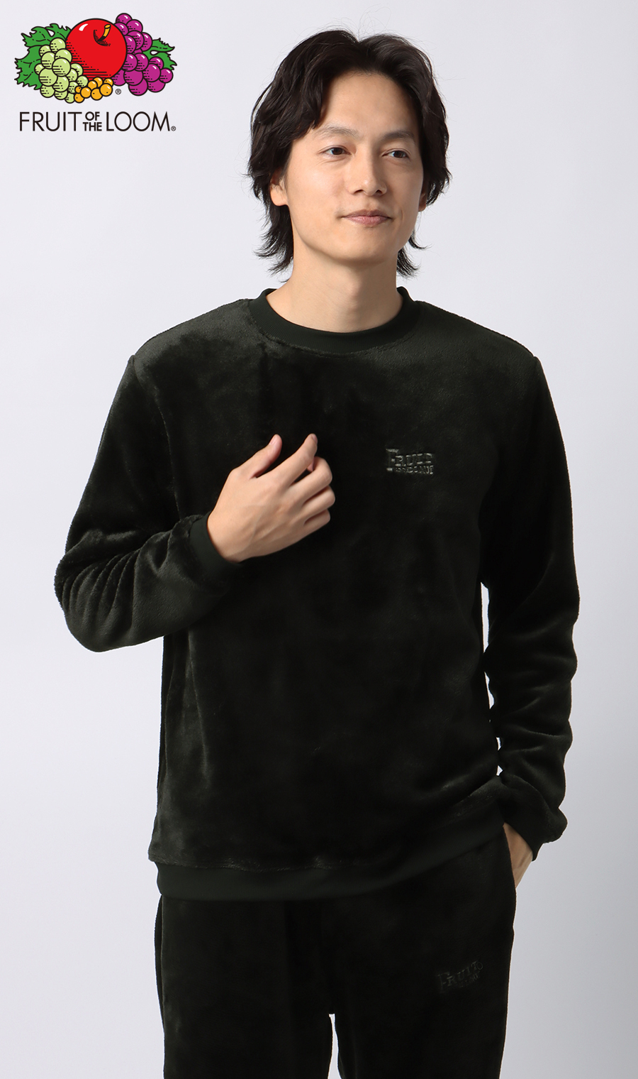 【男女兼用】ボアフリースロングTシャツ【セットアップ着用可】 ブラック S