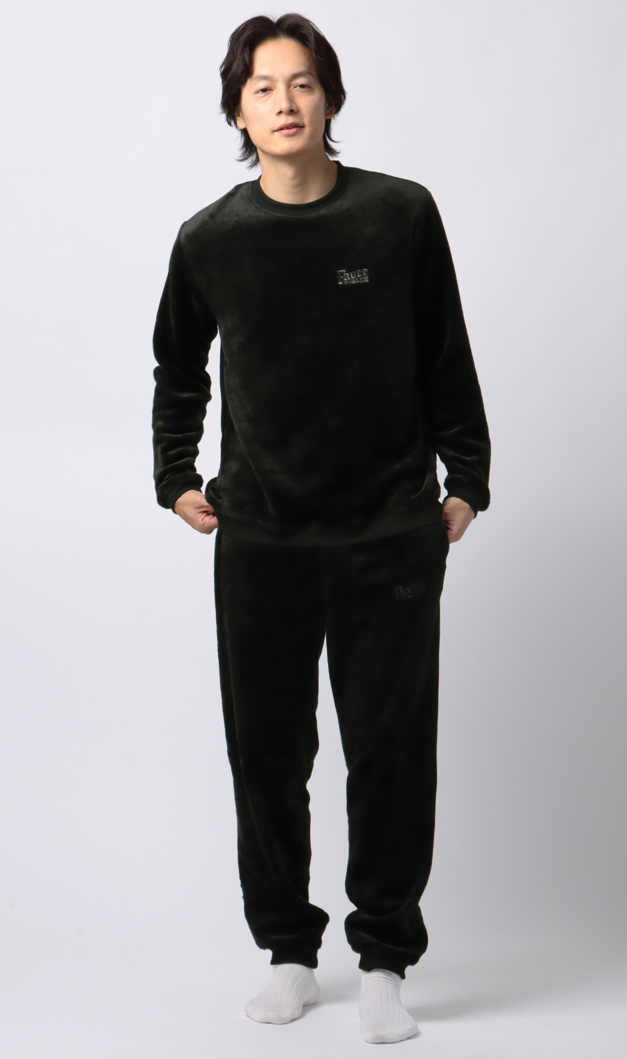 【男女兼用】ボアフリースロングTシャツ【セットアップ着用可】 ブラック S