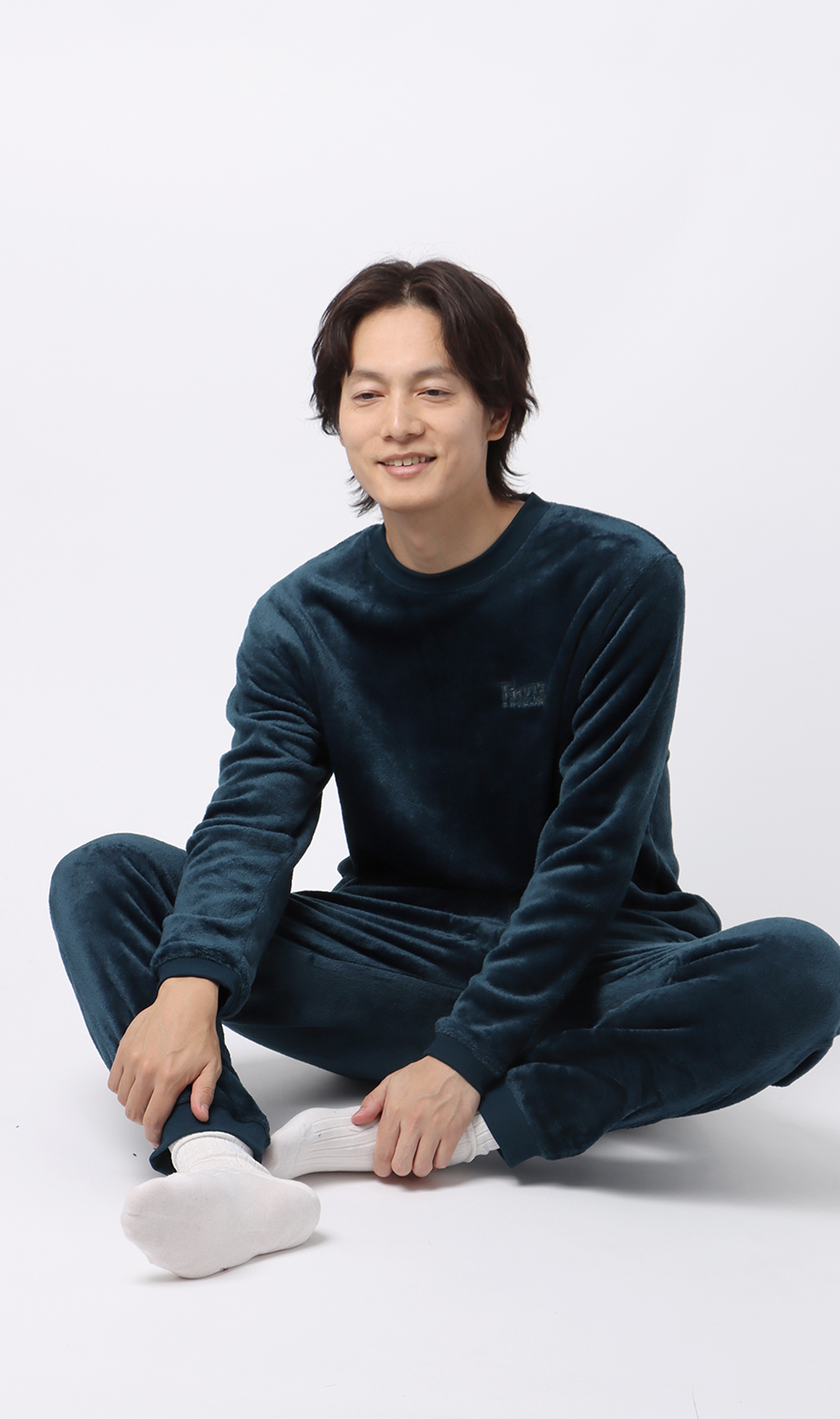 【男女兼用】ボアフリースロングTシャツ【セットアップ着用可】 ネイビー S