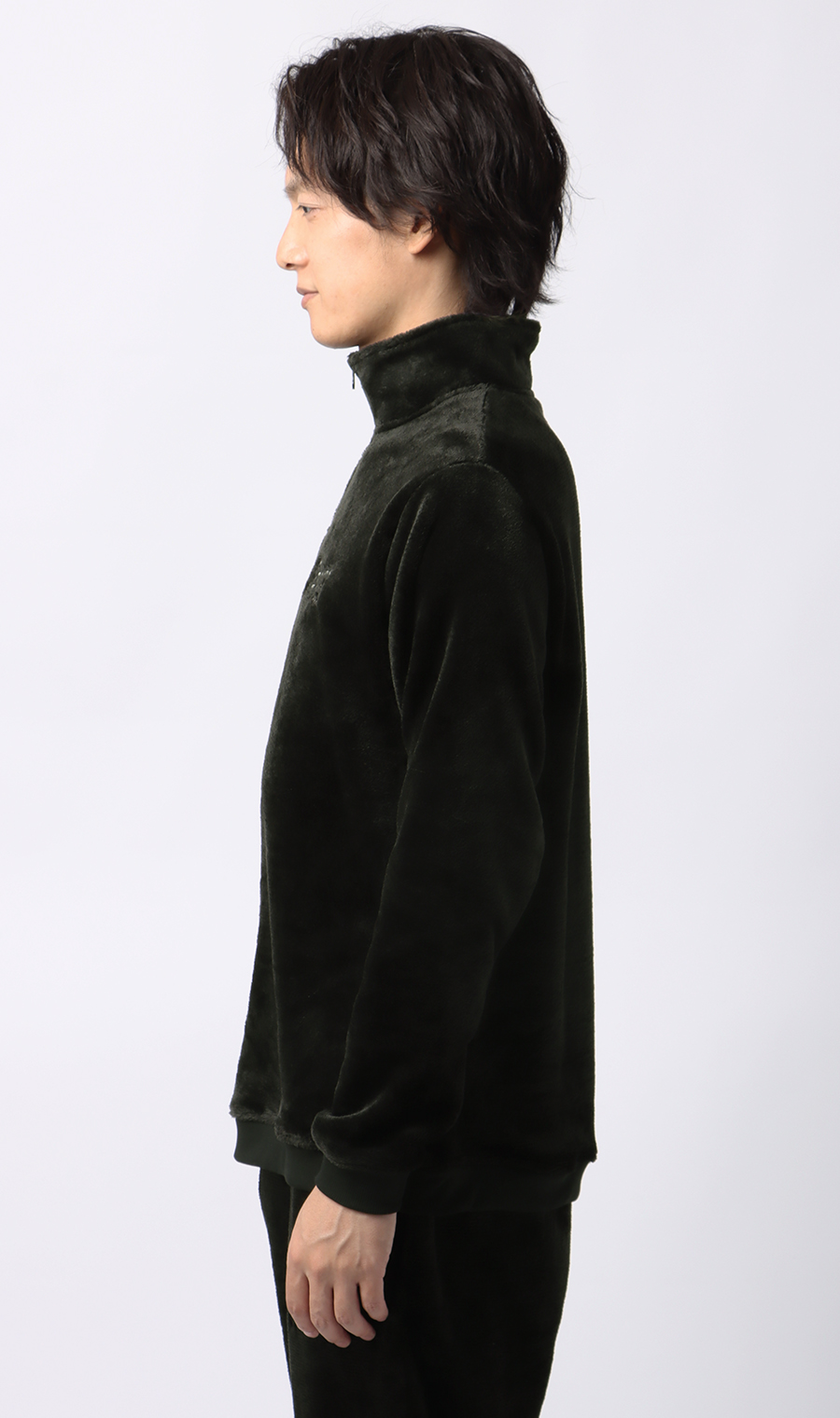 【男女兼用】ボアフリースハーフジップ【セットアップ着用可】 ブラック S