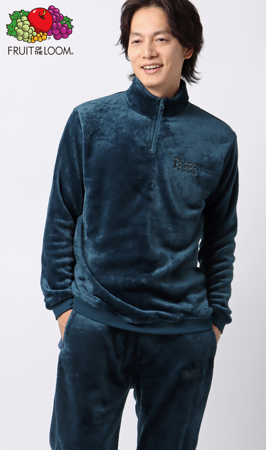 【男女兼用】ボアフリースハーフジップ【セットアップ着用可】 ネイビー S