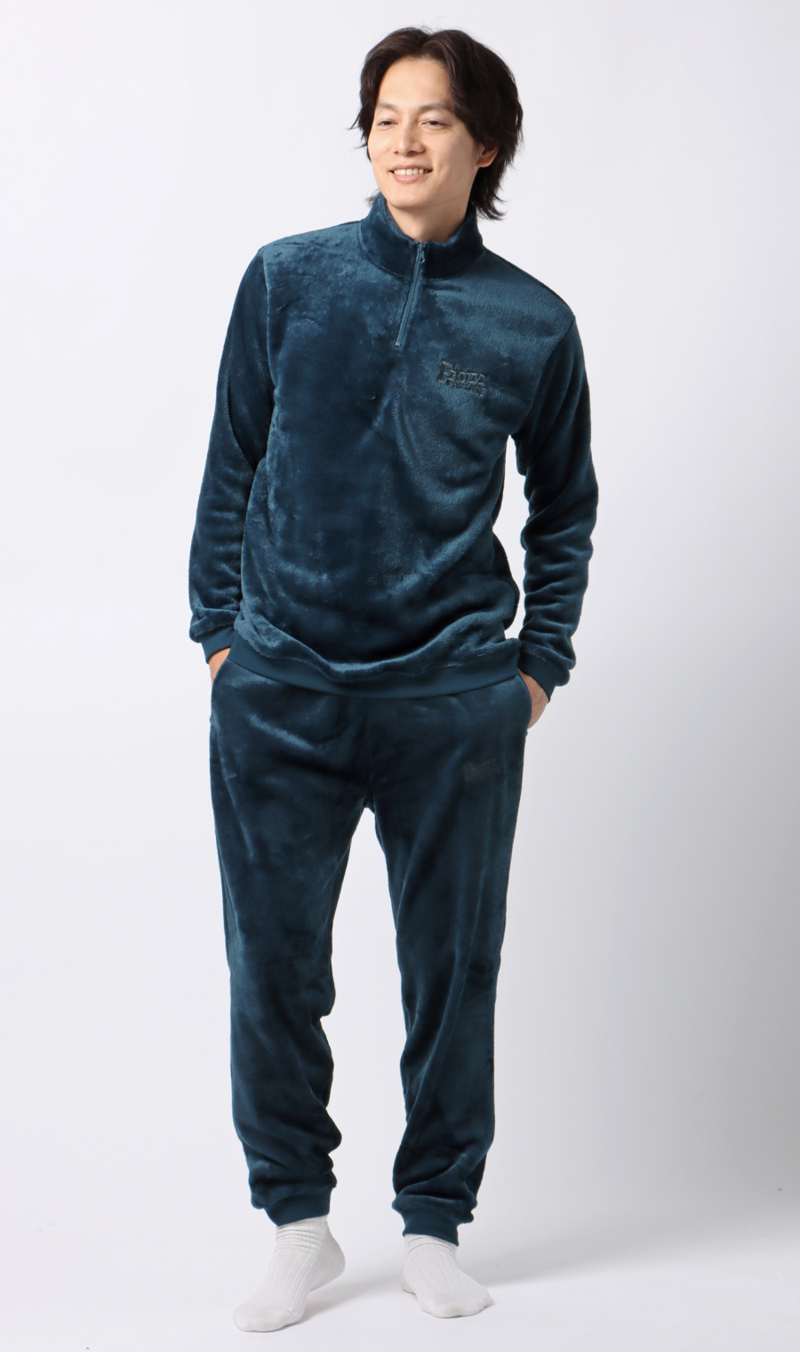 【男女兼用】ボアフリースハーフジップ【セットアップ着用可】 ネイビー S