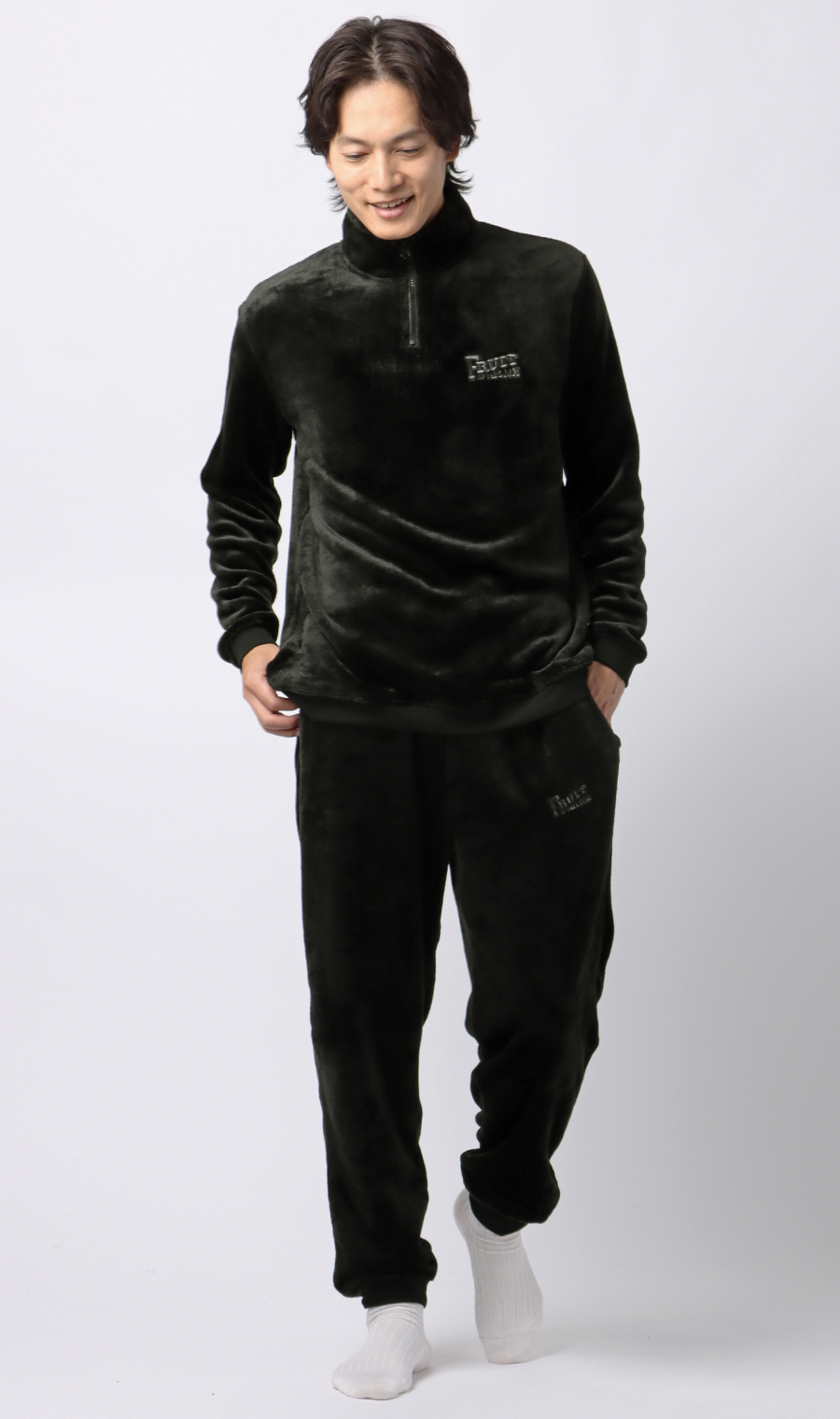 【男女兼用】ボアフリースパンツ【セットアップ着用可】 ブラック S