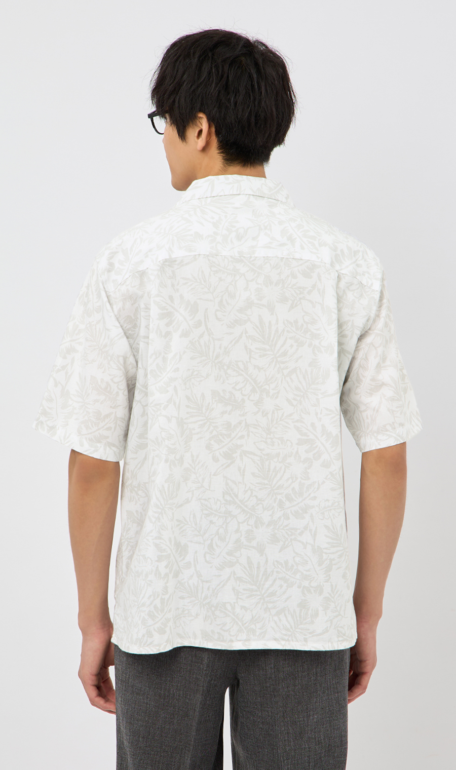 麻混クールマックスオープンシャツ【半袖】 ホワイト S