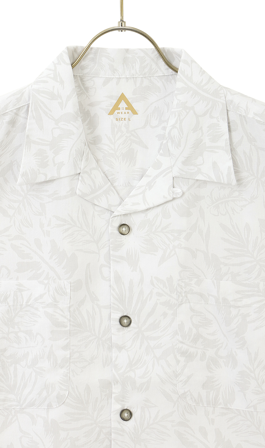 麻混クールマックスオープンシャツ【半袖】 ホワイト S