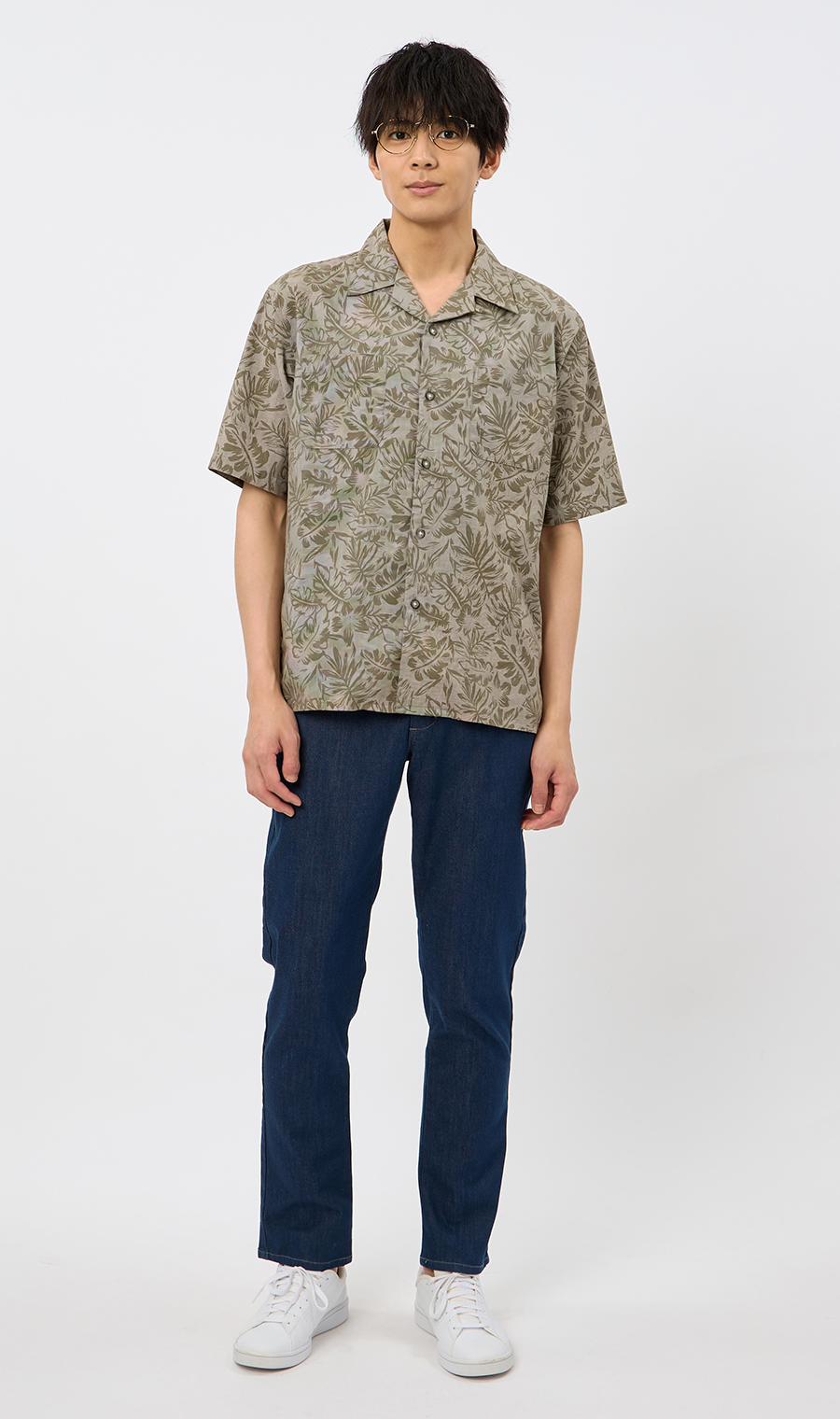 麻混クールマックスオープンシャツ【半袖】 カーキ S