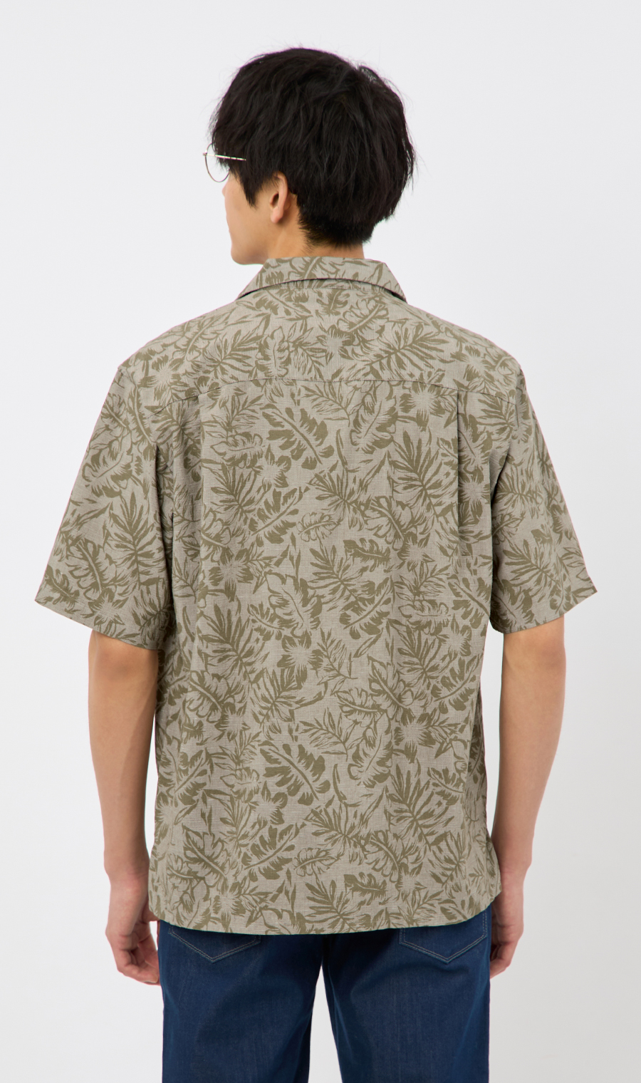 麻混クールマックスオープンシャツ【半袖】 カーキ S