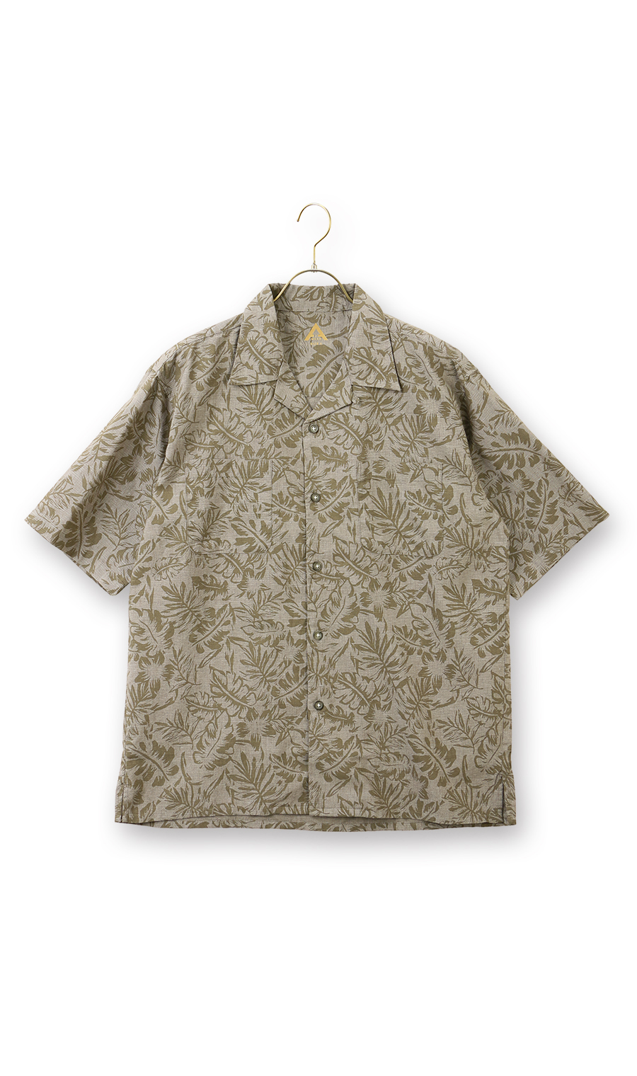 麻混クールマックスオープンシャツ【半袖】 カーキ S