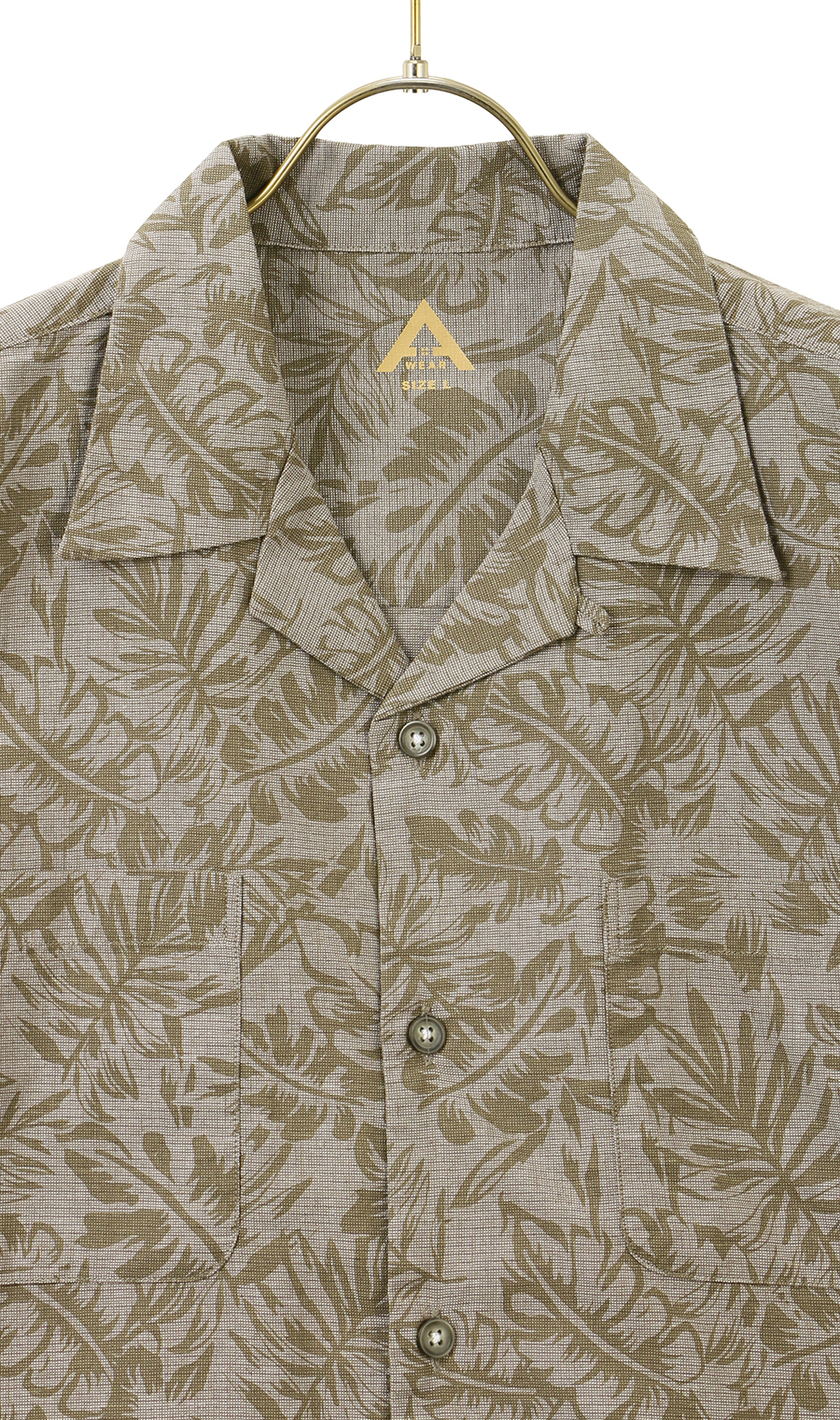 麻混クールマックスオープンシャツ【半袖】 カーキ S