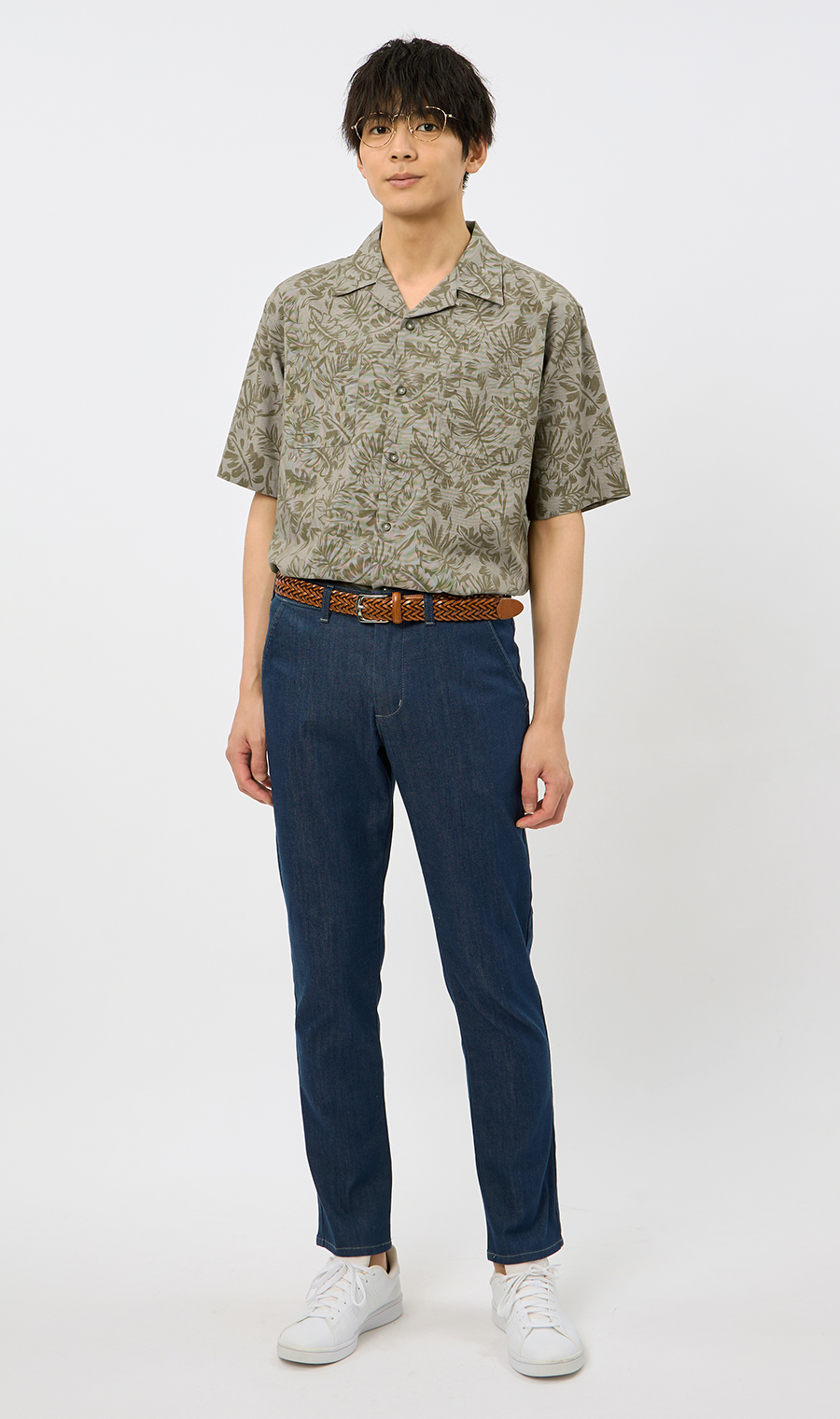 麻混クールマックスオープンシャツ【半袖】 カーキ S