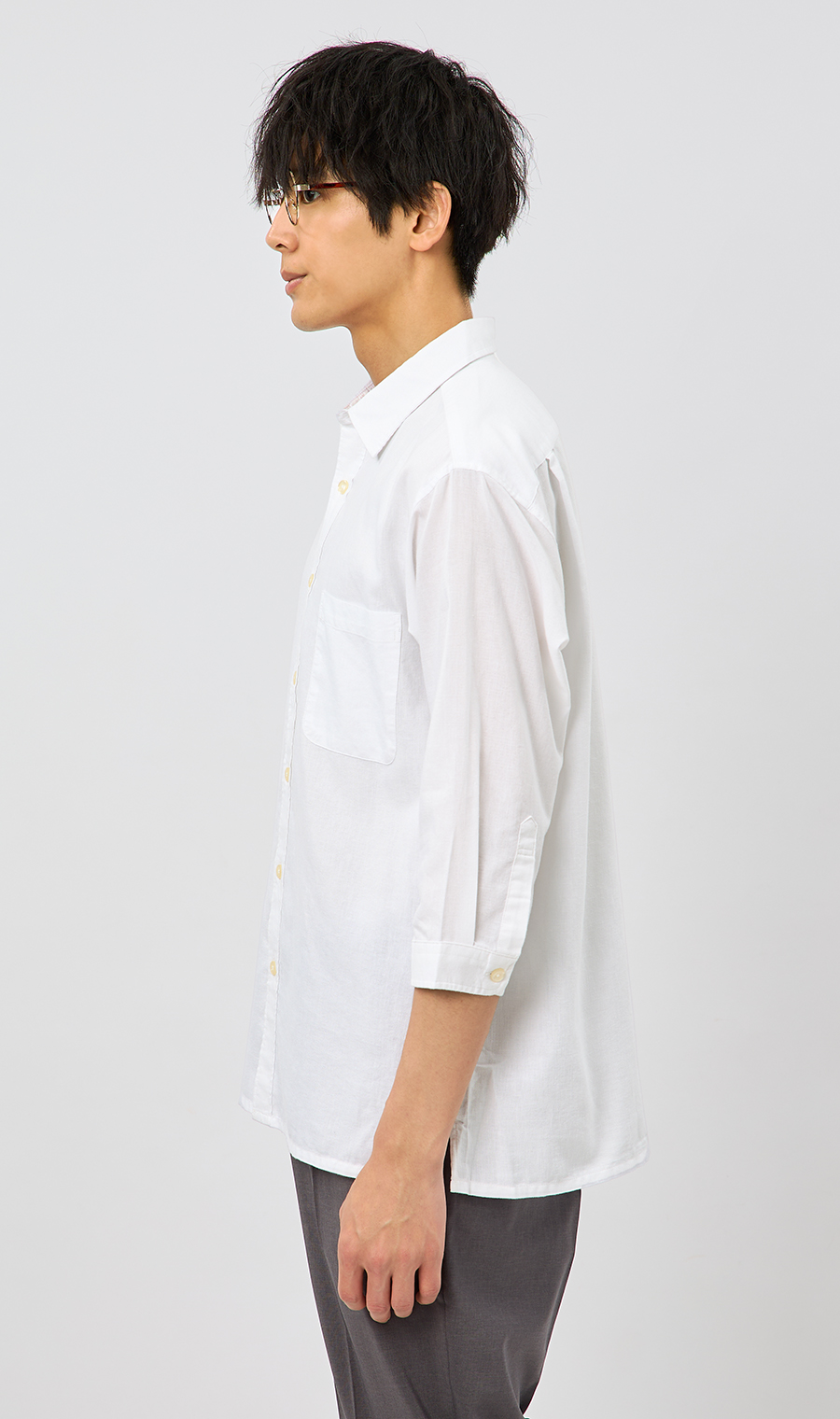 麻混クールマックスシャツ【7分袖】 ホワイト S