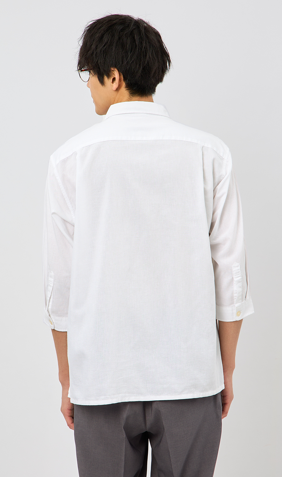 麻混クールマックスシャツ【7分袖】 ホワイト S