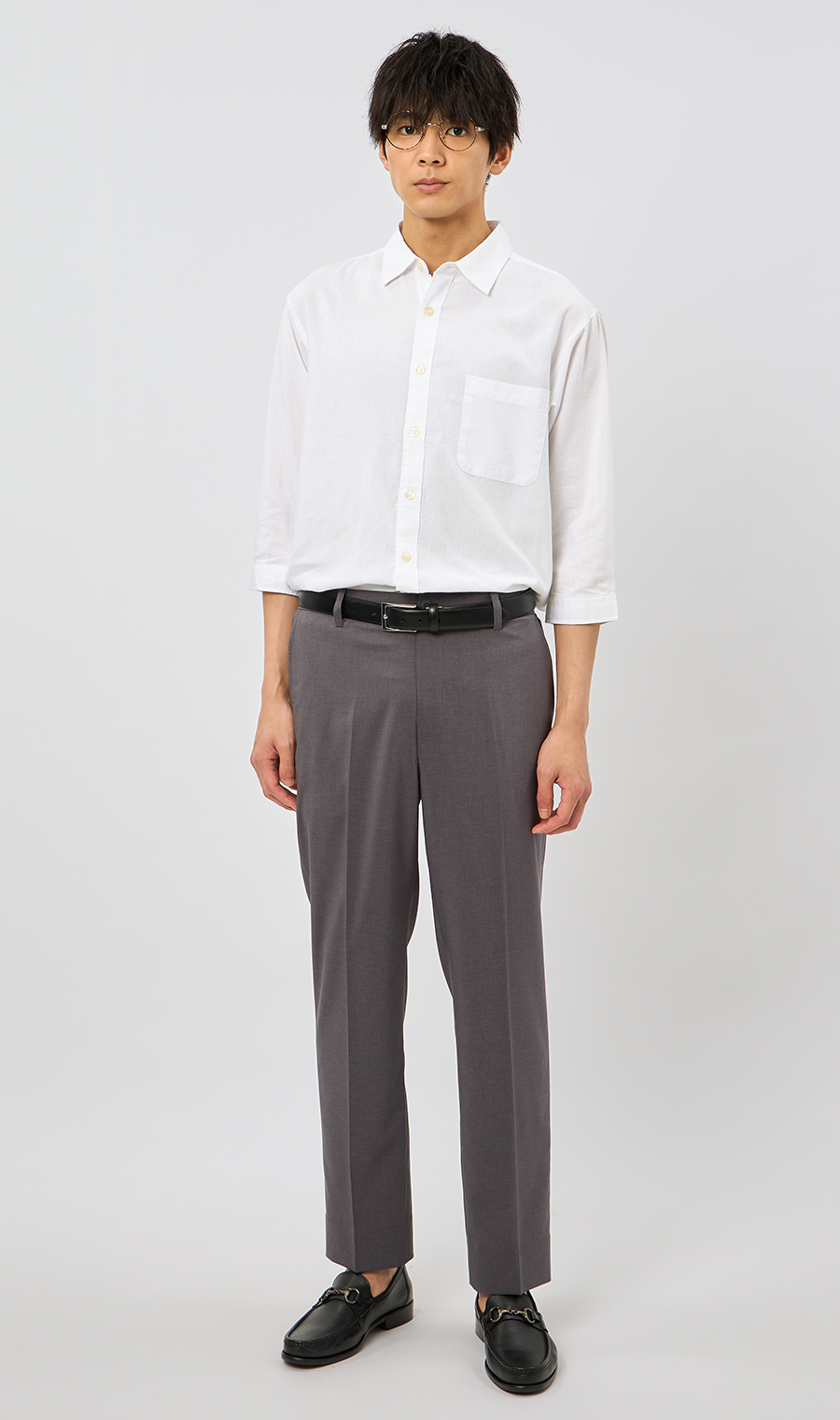 麻混クールマックスシャツ【7分袖】 ホワイト S