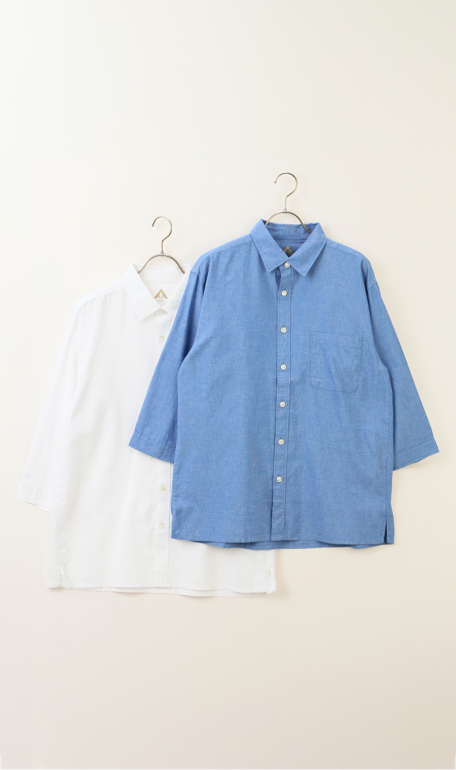麻混クールマックスシャツ【7分袖】 ブルー S