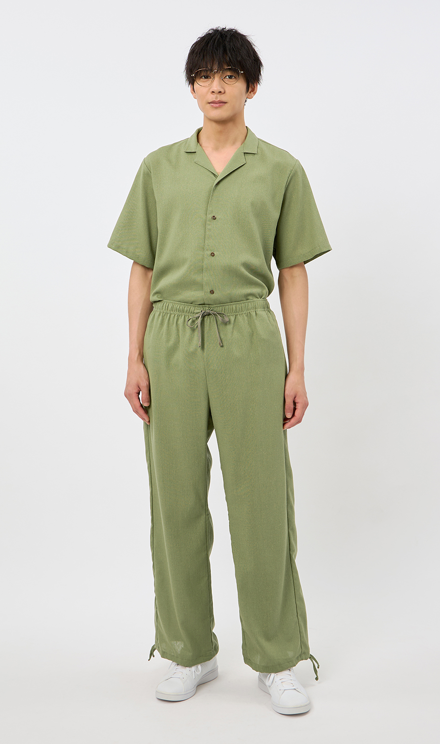 ライトリネンイージーパンツ【BODYWILD×AWEAR】【セットアップ着用可】 オリーブ S