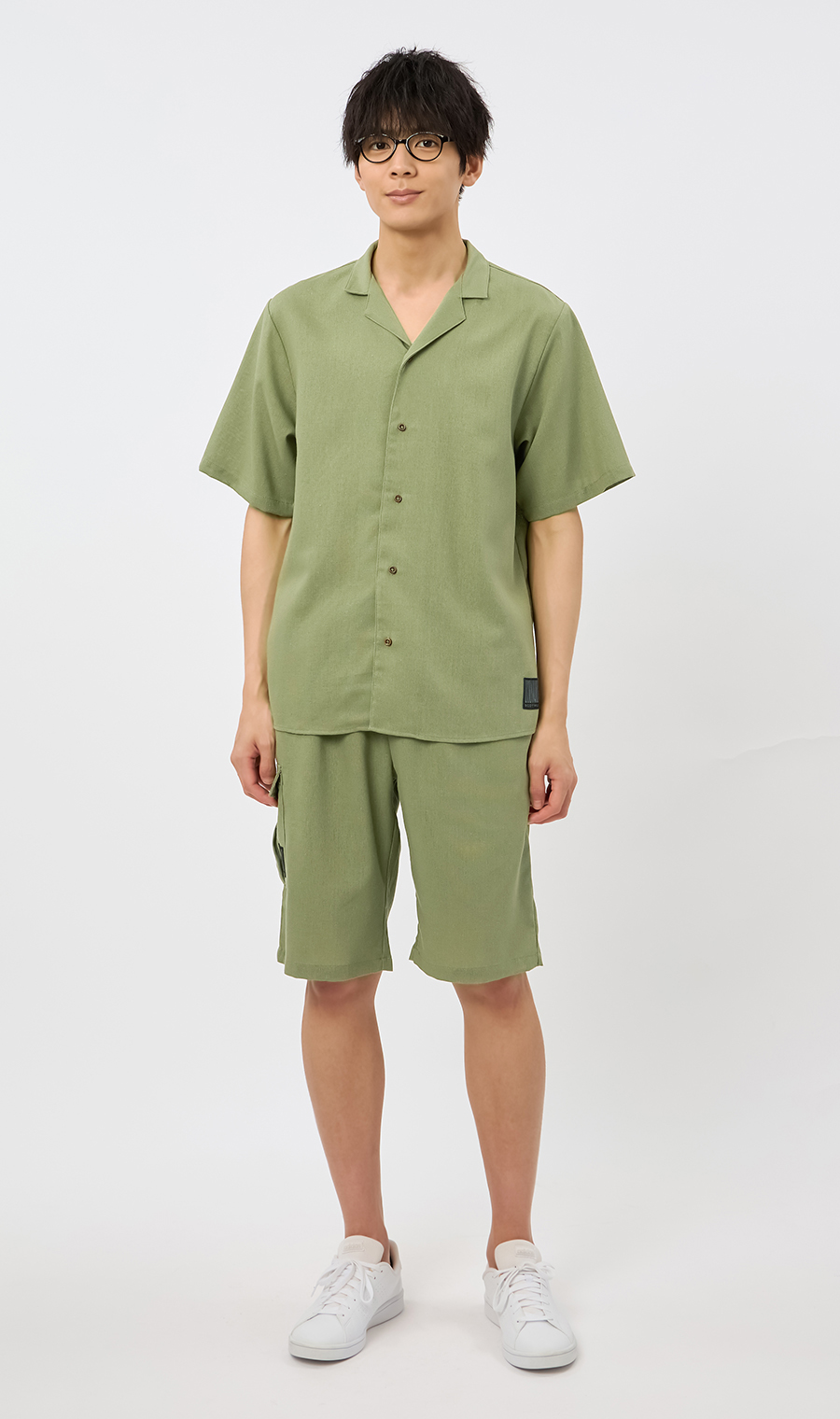 ライトリネンショートパンツ【BODYWILD×AWEAR】【セットアップ着用可】 オリーブ S