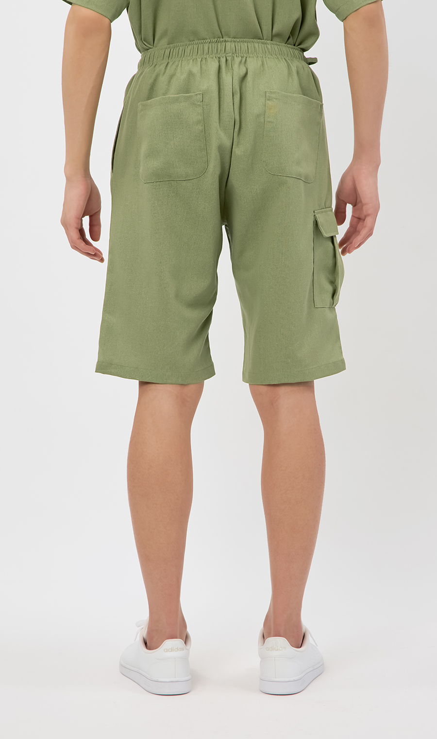 ライトリネンショートパンツ【BODYWILD×AWEAR】【セットアップ着用可】 オリーブ S