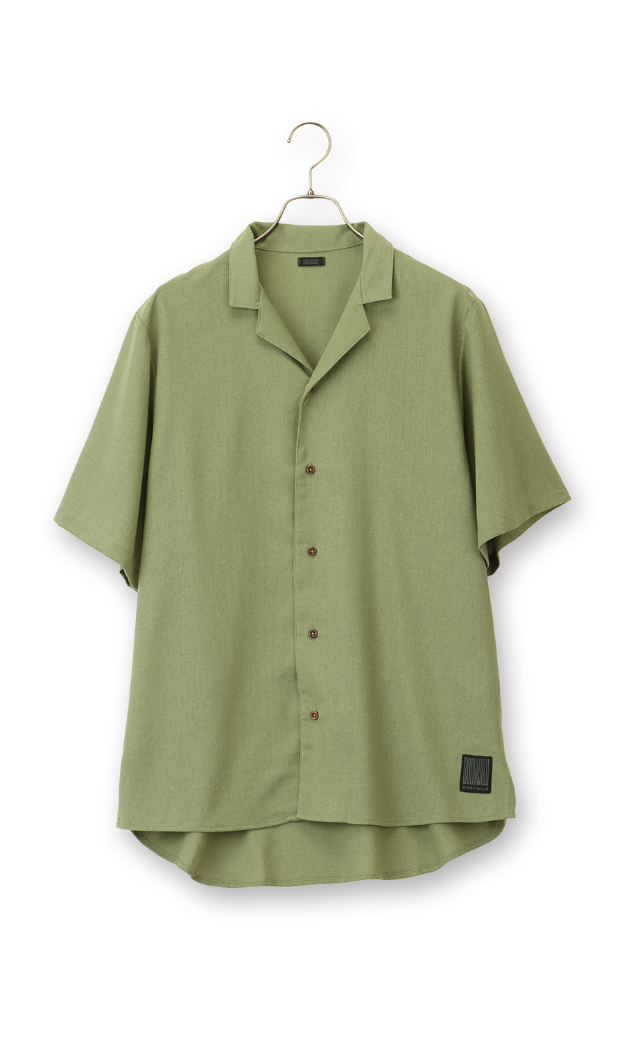 【 フォグリネンウォーク 】 リトアニア製　青　ストライプ　ノーカラー　シャツ フォグリネンウォーク 】 リトアニア製青ストライプノーカラーシャツ