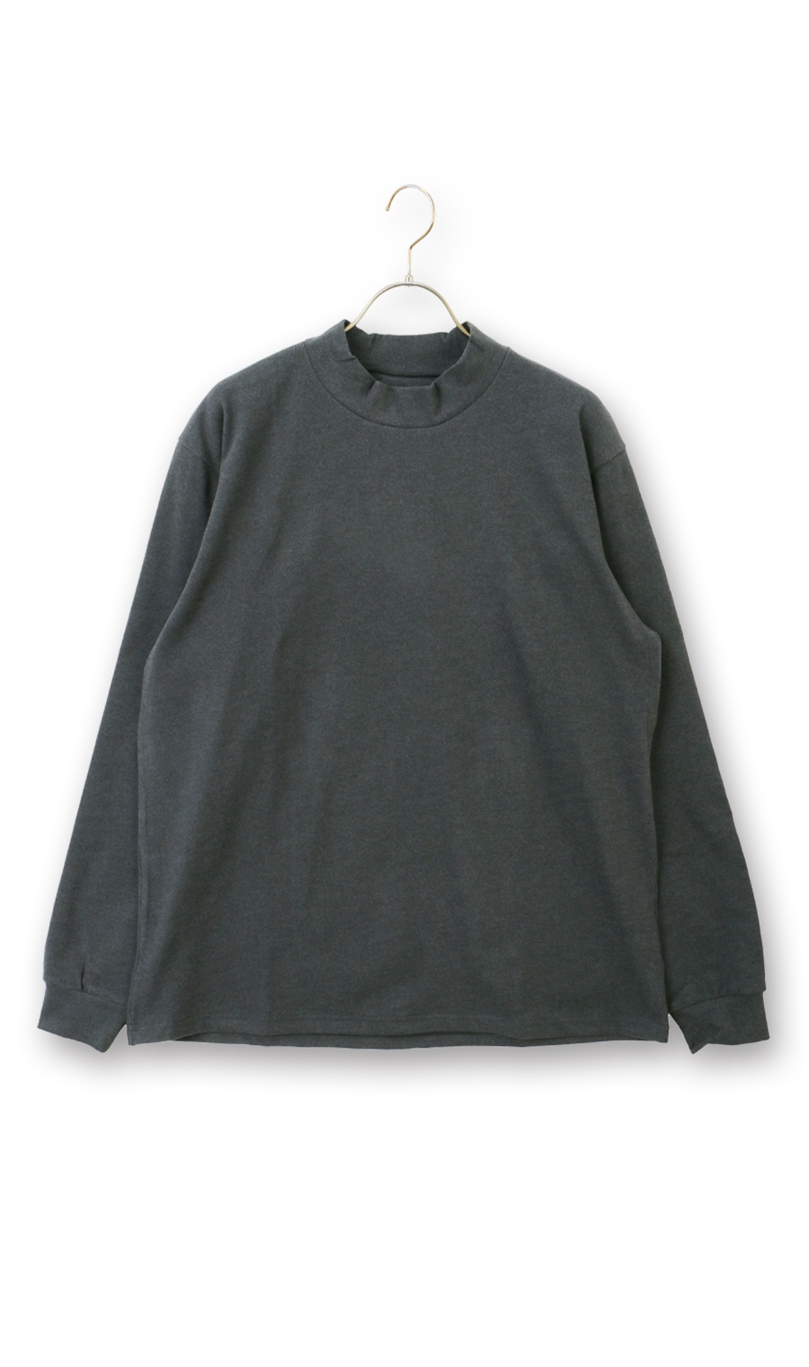 ほかリッチもちもち起毛ハイネックTシャツ チャコール S