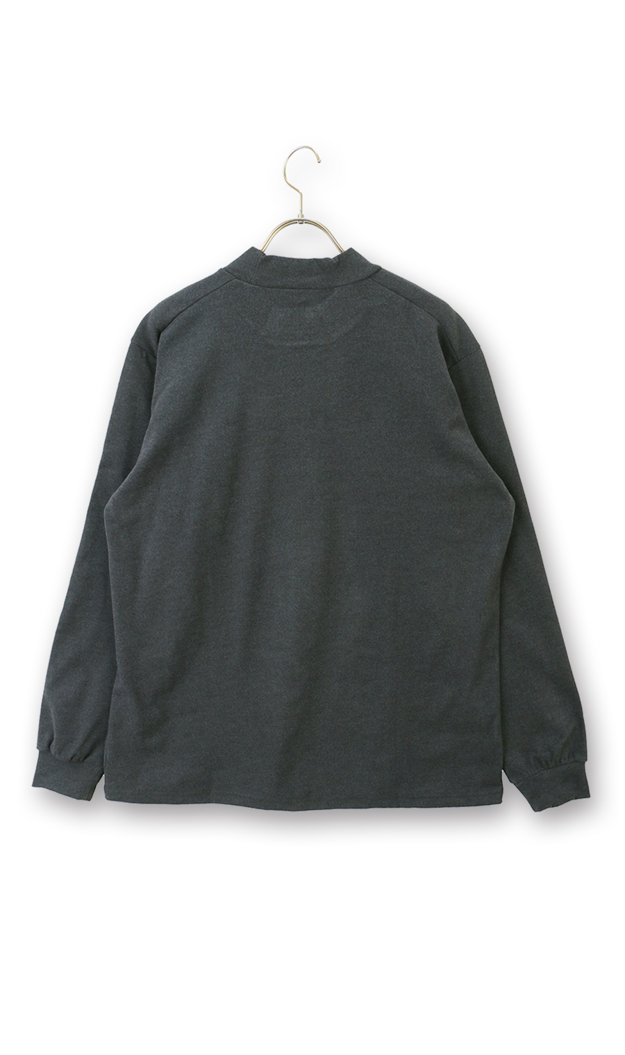 ほかリッチもちもち起毛ハイネックTシャツ チャコール S