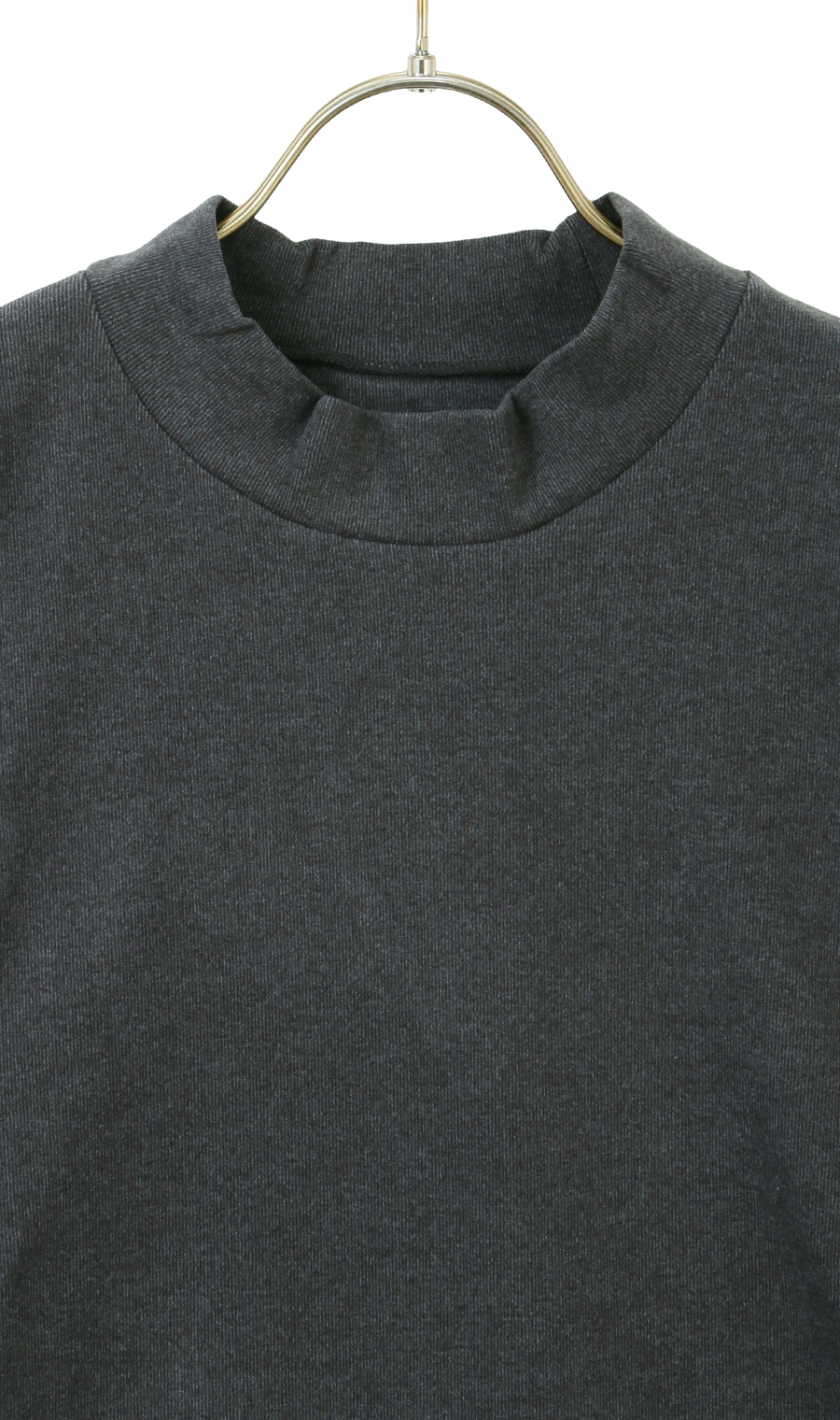 ほかリッチもちもち起毛ハイネックTシャツ チャコール S