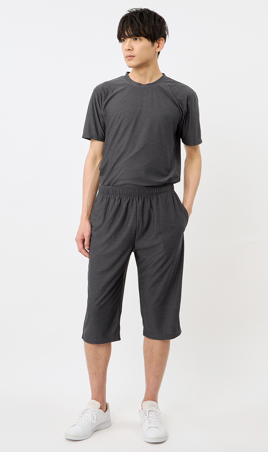 カチオン杢DRYクロップドパンツ【セットアップ着用可】 グレー M