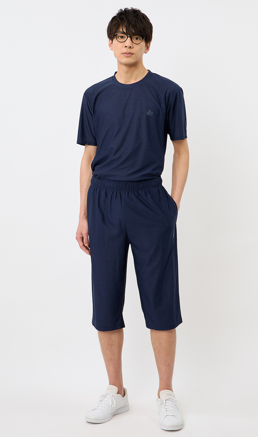 カチオン杢DRYクロップドパンツ【セットアップ着用可】 ネイビー M