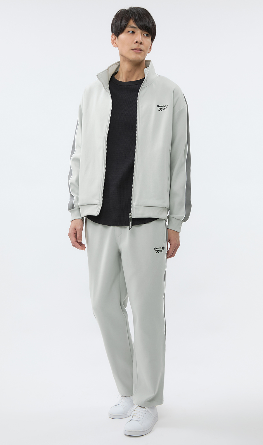 彈性雙面平針織長褲 【可成套穿著】 【褲管已修改】 淺灰色M